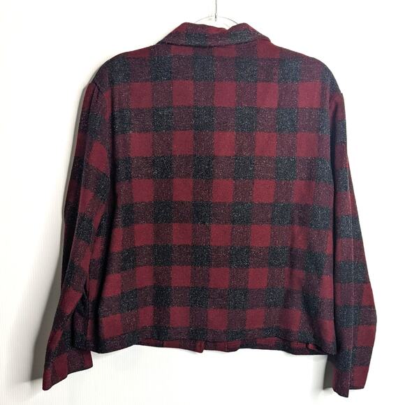 Vintage David Paul New York Cropped Buffalo Plaid Blazer Chonco Button Size L - Picture 2 of 8